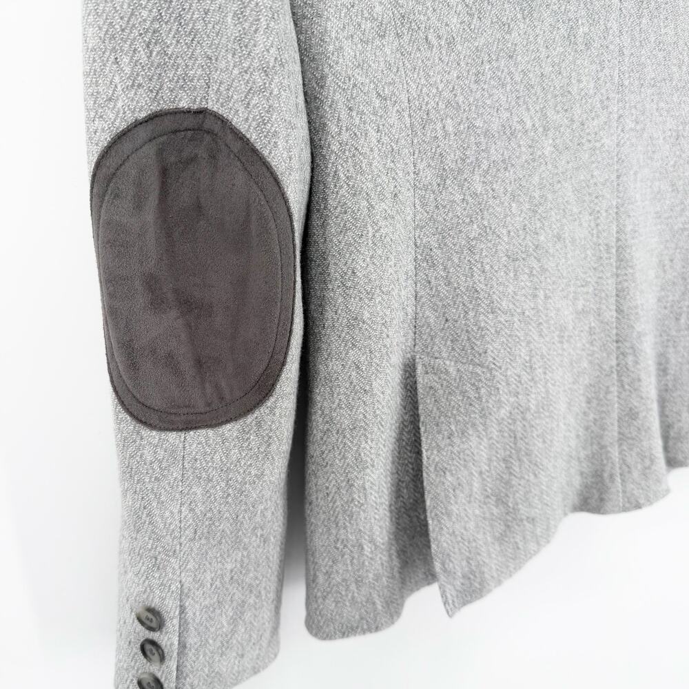 LOFT 8P Gray Herringbone Blazer Light Academia EUC Office Chic Spring Style - Picture 9 of 10
